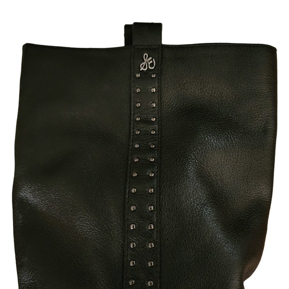Sam Edelman Women’s Black Leather Prina Studded Knee High Riding Boots Size 6.5 - Picture 6 of 7